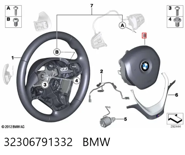 Poduszka powietrzna (Airbag) kierowcy 32306791332 BMW
