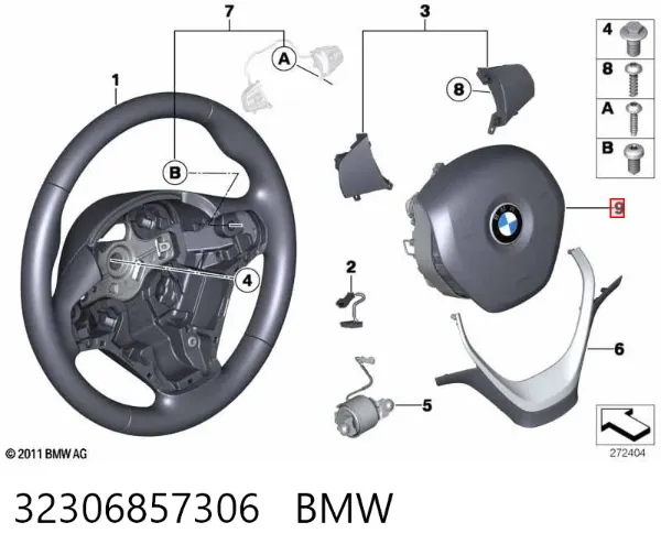 Poduszka powietrzna (Airbag) kierowcy 32306857306 BMW