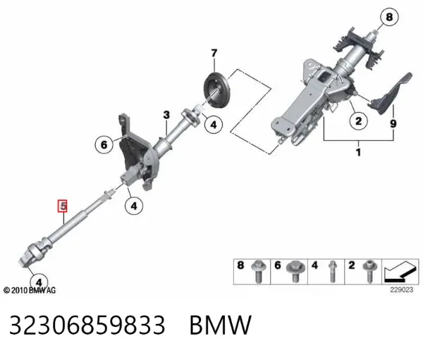 Wał Cardana kolumny kierowniczej dolny 32306859833 BMW