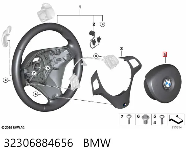 Poduszka powietrzna (Airbag) kierowcy 32306884656 BMW