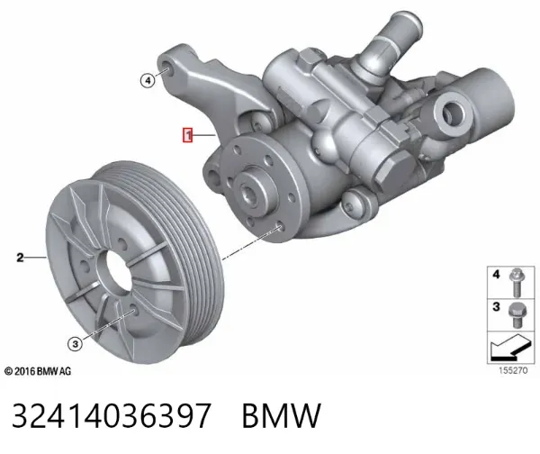 Pompa wspomagania hydraulicznego kierownicy 32414036397 BMW