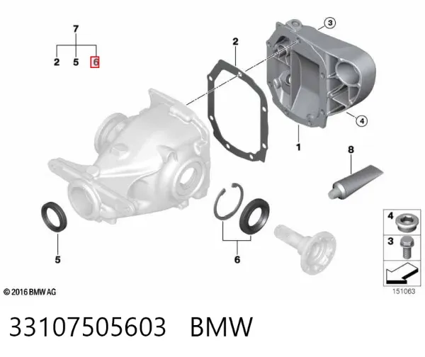Uszczelniacz reduktora mostu tylnego 33107505603 BMW