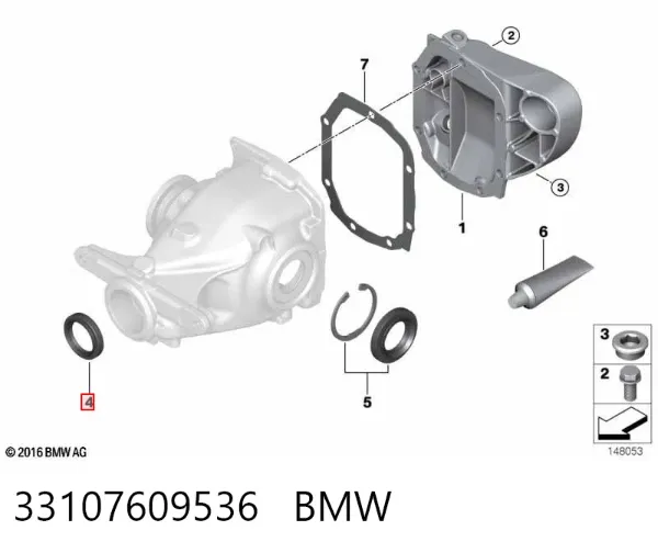 Uszczelniacz końcówki reduktora mostu tylnego 33107609536 BMW