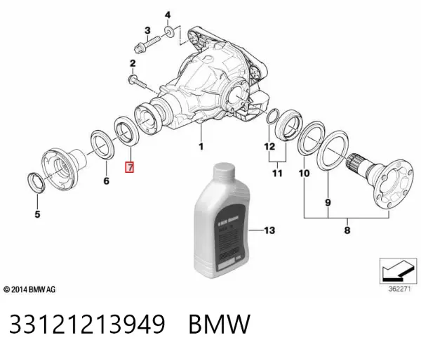 Uszczelniacz końcówki reduktora mostu tylnego 33121213949 BMW