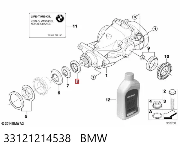 Uszczelniacz końcówki reduktora mostu tylnego 33121214538 BMW