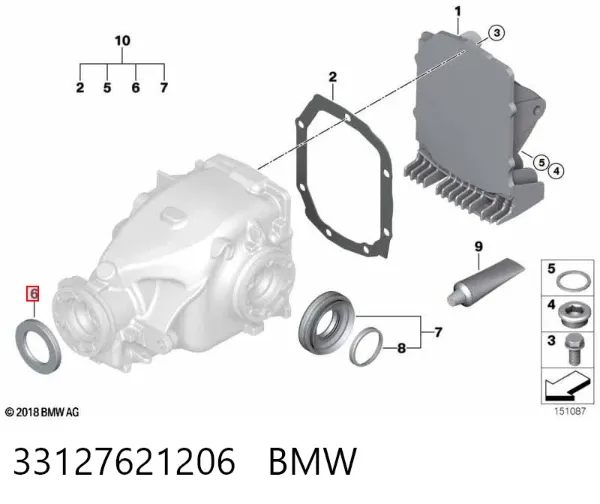 Uszczelniacz końcówki reduktora mostu tylnego 33127621206 BMW