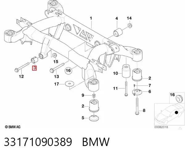 Silentblock tylnej belki 33171090389 BMW