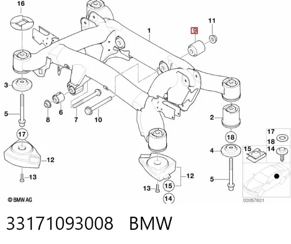 Silentblock tylnej belki 33171093008 BMW