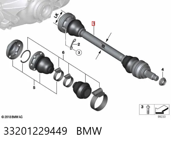 Półoś tylna 33201229449 BMW
