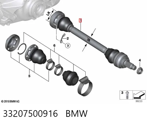 Półoś tylna 33207500916 BMW