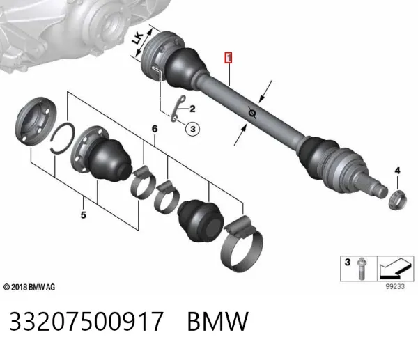 Półoś tylna 33207500917 BMW