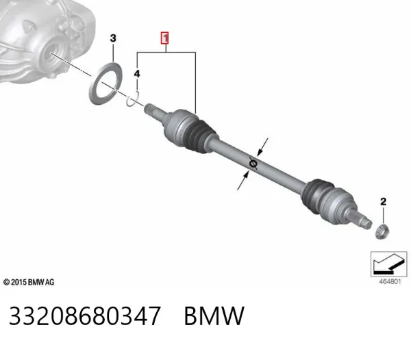 Półoś tylna lewa 33208680347 BMW