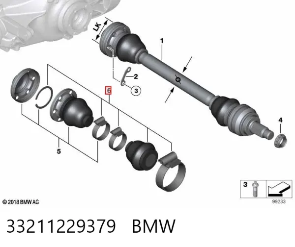 Osłona przegubu homokinetycznego półosi przedniej wewnętrzna 33211229379 BMW