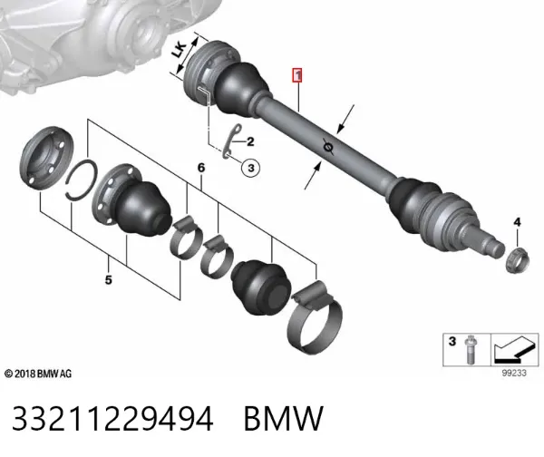 Półoś tylna prawa 33211229494 BMW