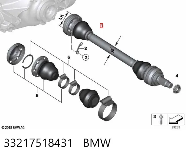 Półoś tylna lewa 33217518431 BMW