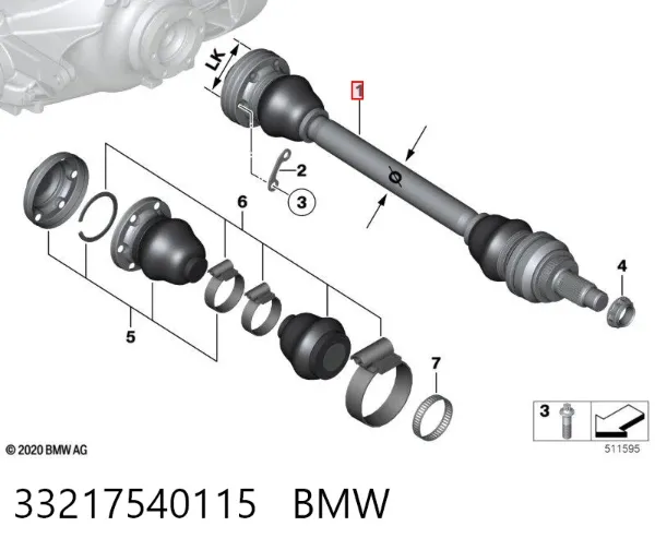 Półoś tylna lewa 33217540115 BMW