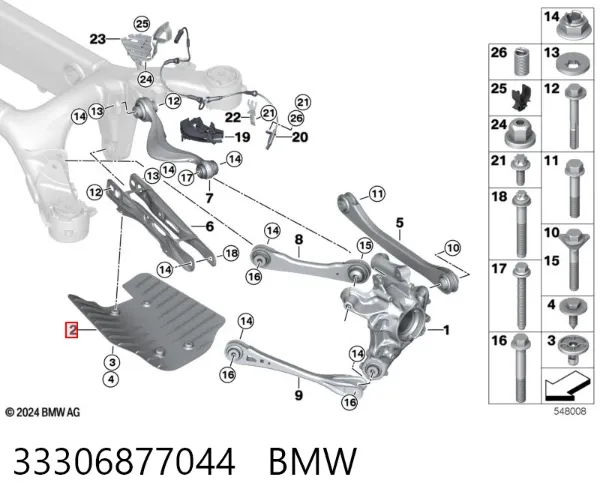 Ochrona dolnego wahacza tylnego 33306877044 BMW