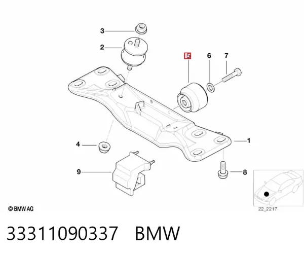Silentblock tylnej belki 33311090337 BMW