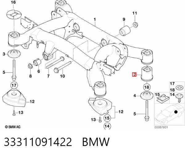 Silentblock tylnej belki 33311091422 BMW