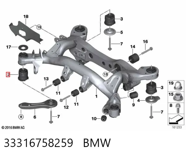 Silentblock tylnej belki 33316758259 BMW