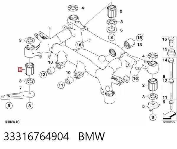 Silentblock tylnej belki 33316764904 BMW