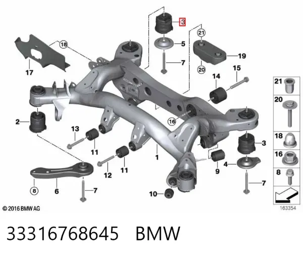 Silentblock tylnej belki 33316768645 BMW