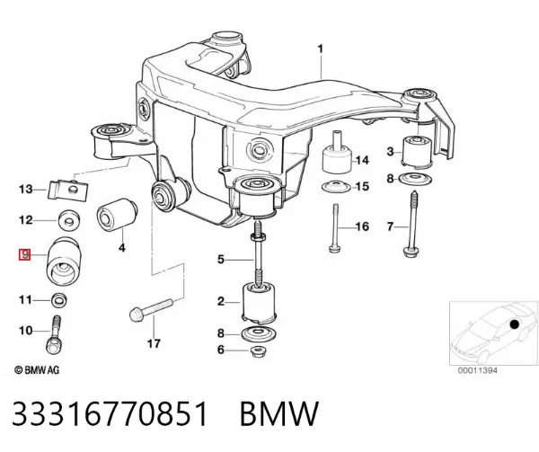 Silentblock tylnej belki 33316770851 BMW