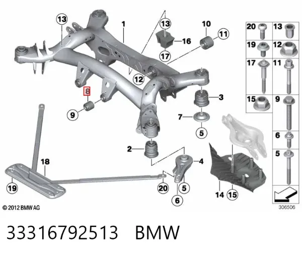 Silentblock tylnej belki 33316792513 BMW