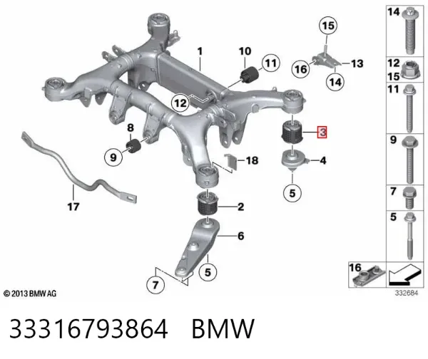 Silentblock tylnej belki 33316793864 BMW
