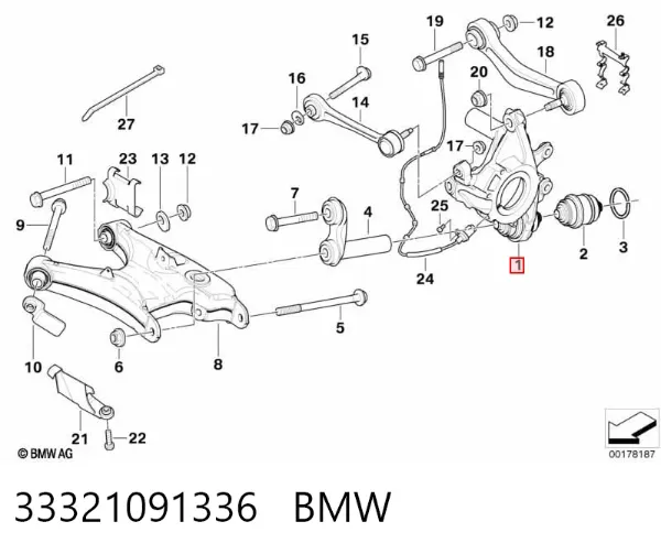 Czop (zwrotnica) tylny prawy 33321091336 BMW
