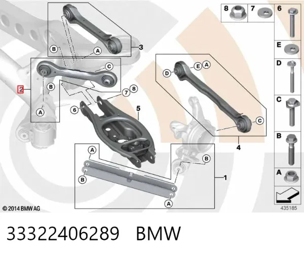 Wahacz zawieszenia tylnego górny lewy/prawy 33322406289 BMW