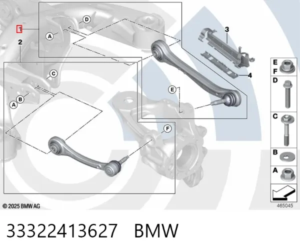 Wahacz poprzeczny zawieszenia tylnego lewy 33322413627 BMW