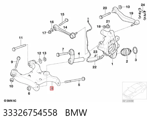 Wahacz zawieszenia tylnego dolny prawy 33326754558 BMW
