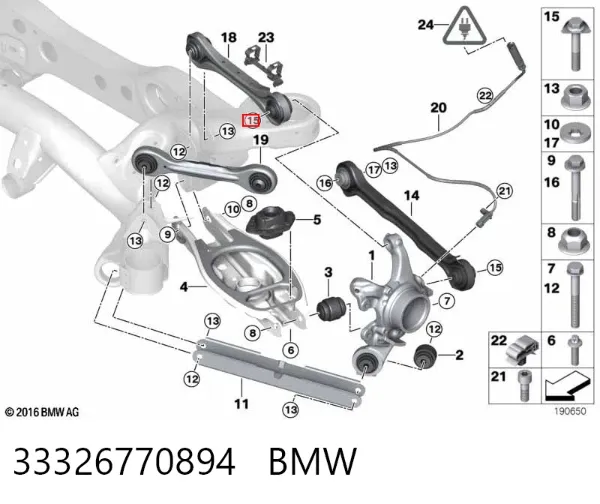 Śruba mocowania wahacza tylnej dolnej, zewnętrzna 33326770894 BMW