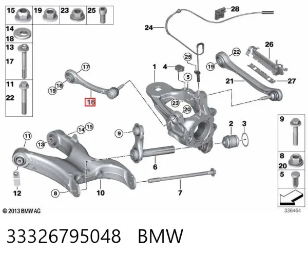 Wahacz poprzeczny zawieszenia tylnego prawy 33326795048 BMW