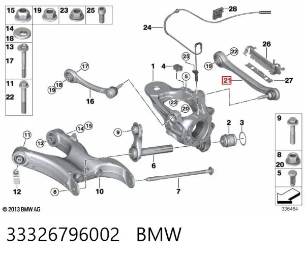 Wahacz poprzeczny zawieszenia tylnego prawy 33326796002 BMW