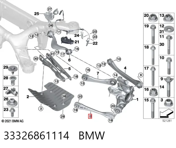 Wahacz zawieszenia tylnego dolny lewy/prawy 33326861114 BMW
