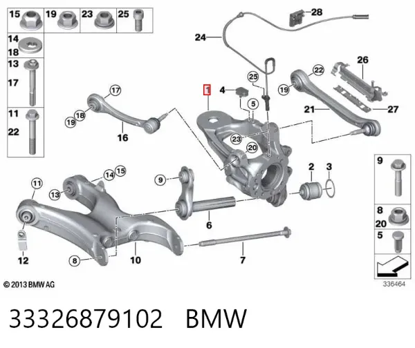 Czop (zwrotnica) tylny prawy 33326879102 BMW