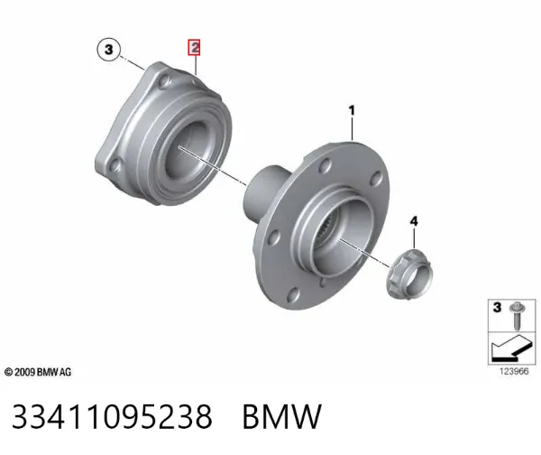 Lożysko piasty tylnej 33411095238 BMW
