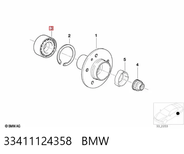Lożysko piasty tylnej 33411124358 BMW