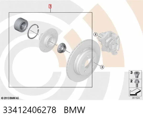 Lożysko piasty tylnej 33412406278 BMW