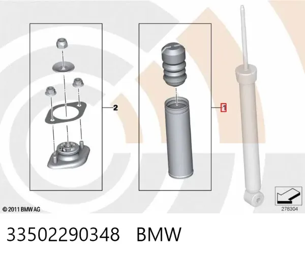 Odbój amortyzatora tylnego + osłona 33502290348 BMW