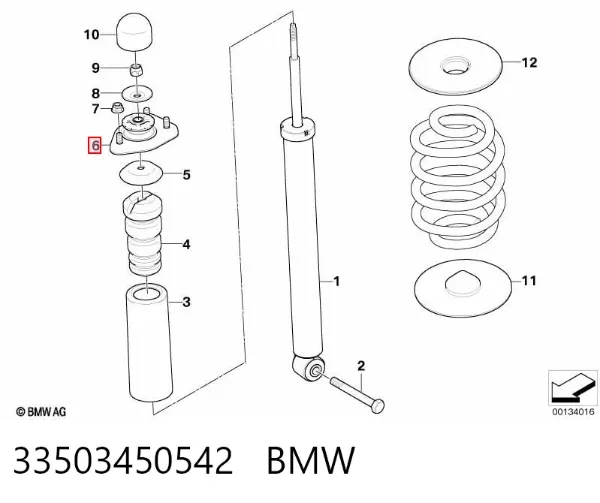 Poduszka amortyzatora tylnego 33503450542 BMW