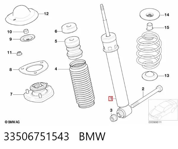 Amortyzator tylny 33506751543 BMW