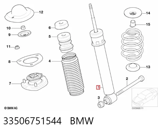Amortyzator tylny 33506751544 BMW