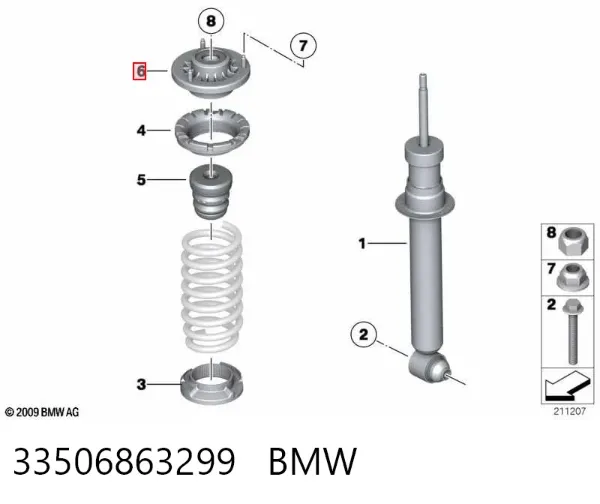 Poduszka amortyzatora tylnego 33506863299 BMW