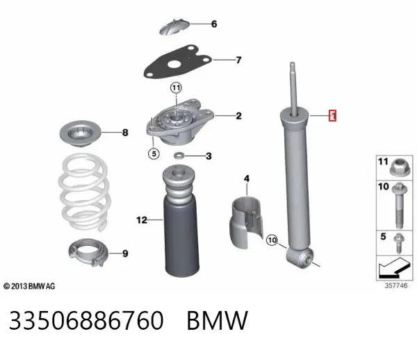 Amortyzator tylny 33506886760 BMW