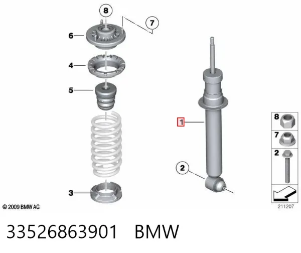 Amortyzator tylny 33526863901 BMW