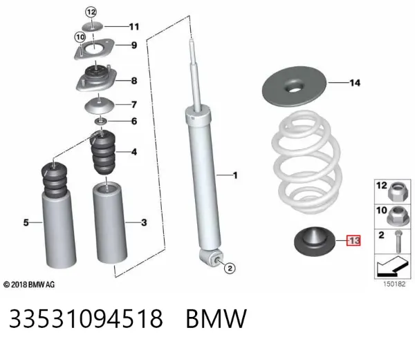 Podkładka (pierścień gumowy) sprężyny tylnej dolny 33531094518 BMW