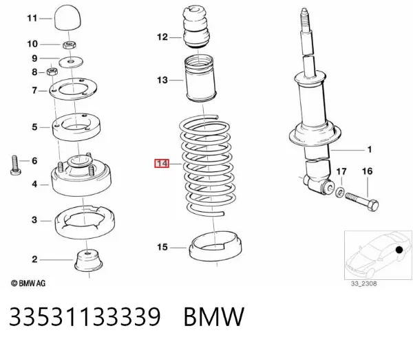 Sprężyna tylna 33531133339 BMW